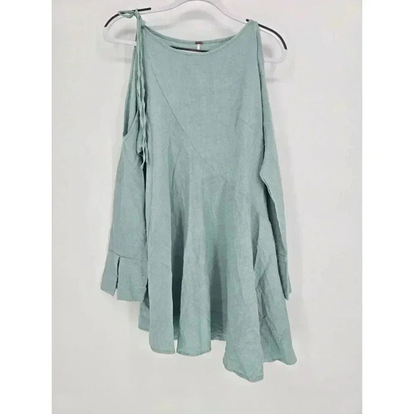 Free People Tunic Dress Top Size XS Mint Cold Shoulder Asymmetrical Hem Boho - Picture 5 of 13